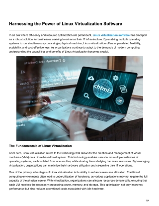 Harnessing the Power of Linux Virtualization Software
