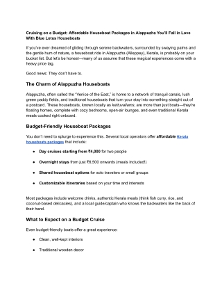 Kerala houseboats packages