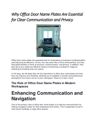 Why Office Door Name Plates Are Essential for Clear Communication and Privacy