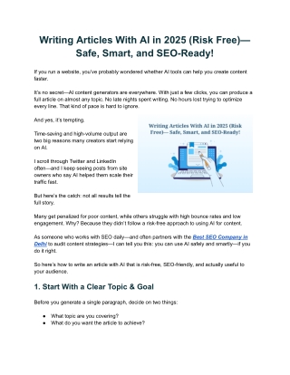 Writing Articles With AI in 2025 (Risk Free)— Safe, Smart, and SEO-Ready