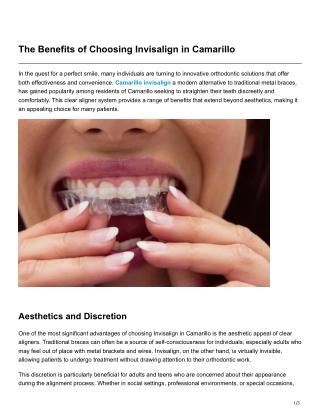 The Benefits of Choosing Invisalign in Camarillo