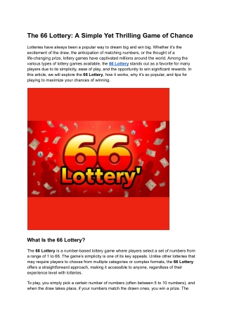 The 66 Lottery_ A Simple Yet Thrilling Game of Chance