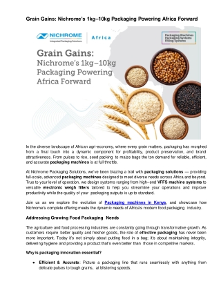 Grain Gains Nichrome’s 1kg–10kg Packaging Powering Africa Forward