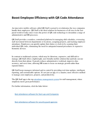 Boost Employee Efficiency with QR Code Attendance