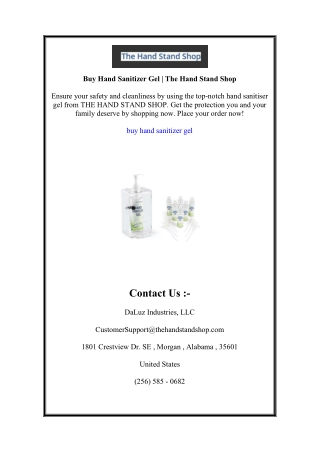 Buy Hand Sanitizer Gel | The Hand Stand Shop