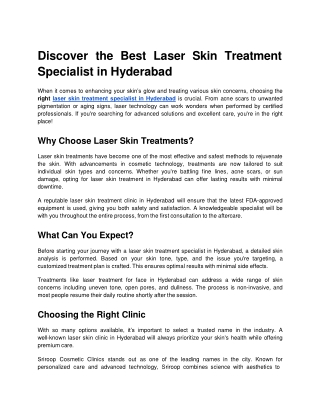 Discover the Best Laser Skin Treatment Specialist in Hyderabad - Google Docs