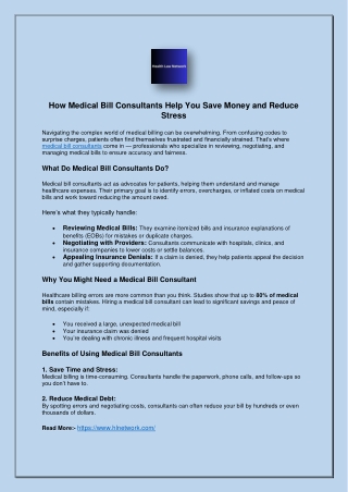 How Medical Bill Consultants Help You Save Money and Reduce Stress