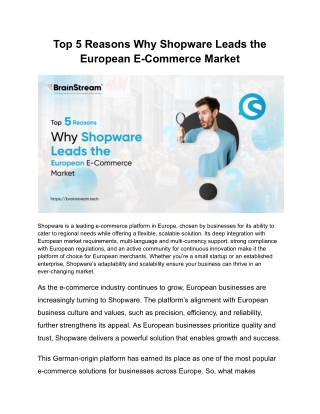 Top 5 Reasons Why Shopware Leads the European E-Commerce Market