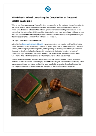 Who Inherits What - Unpacking the Complexities of Deceased Estates in Adelaide