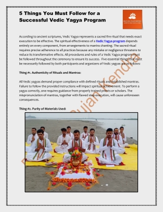 5 Things You Must Follow for a Successful Vedic Yagya Program