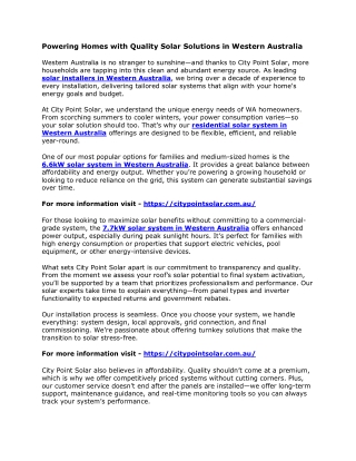 Powering Homes with Quality Solar Solutions in Western Australia