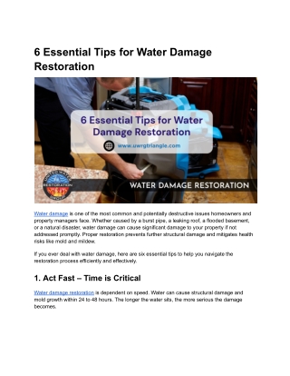 6 Essential Tips for Water Damage Restoration