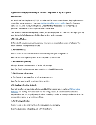 Applicant Tracking System Pricing