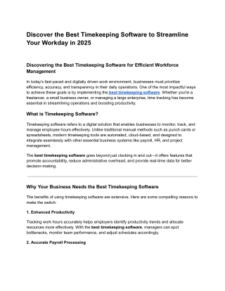 Discover the Best Timekeeping Software to Streamline Your Workday in 2025