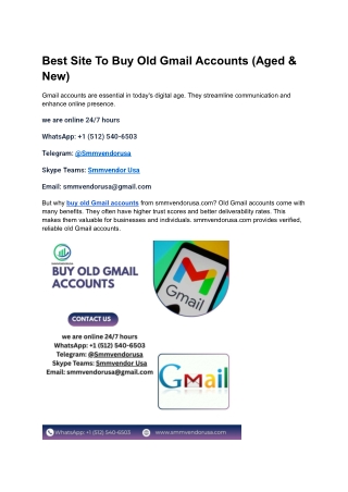 Best Site To buy old Gmail accounts (Aged & New)