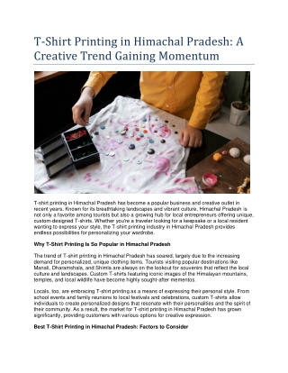 T-Shirt Printing in Himachal Pradesh A Creative Trend Gaining Momentum