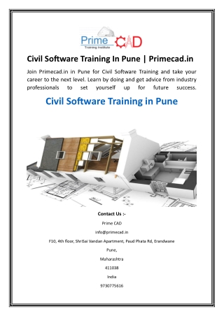 Civil Software Training In Pune  Primecad.in
