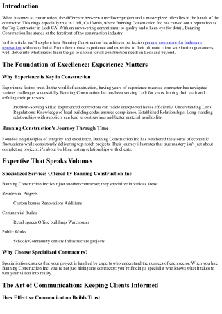 Achieving Perfection with Every Build: Banning Construction Inc – The Leading Co