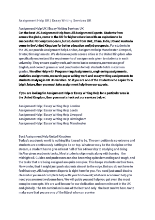 Assignment Help UK _ Essay Writing Services UK
