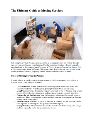 The Ultimate Guide to Moving Services
