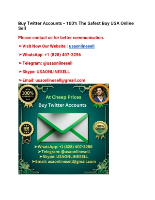Buy Twitter Accounts - 100% The Safest Buy usaonlinesell