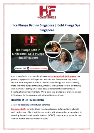 Ice Plunge Bath in Singapore | Cold Plunge Spa Singapore