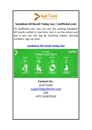 Sandakan 4d Result Today Live  Gulfticket.com