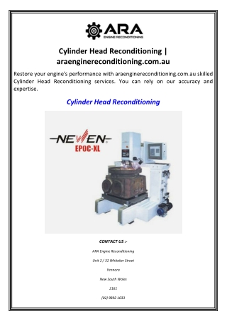 Cylinder Head Reconditioning araenginereconditioning.com