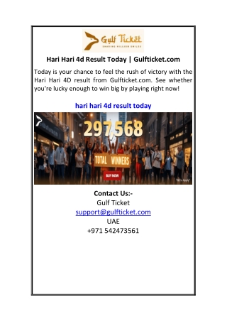 Hari Hari 4d Result Today  Gulfticket.com