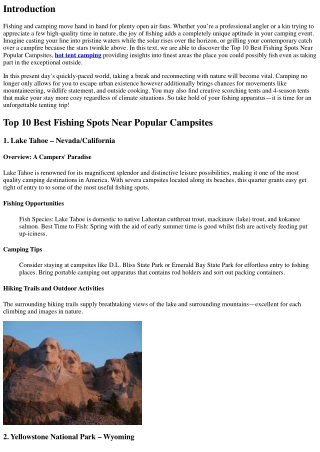 Top 10 Best Fishing Spots Near Popular Campsites