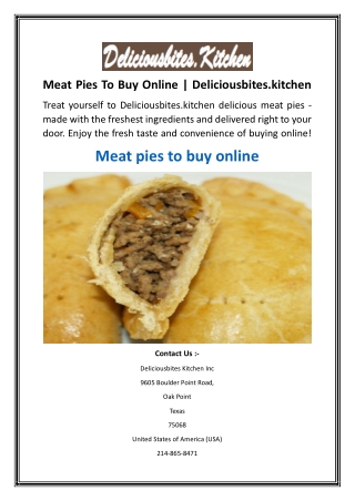 Meat Pies To Buy Online  Deliciousbites.kitchen