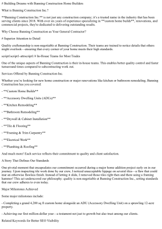 Building Dreams with Banning Construction Home Builders