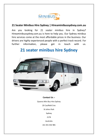 21 Seater Minibus Hire Sydney Hireaminibussydney.com.au