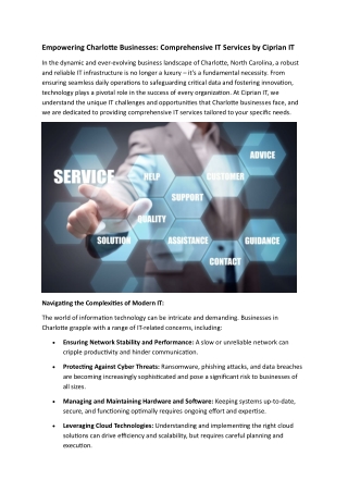 Empowering Charlotte Businesses: Comprehensive IT Services by Ciprian IT