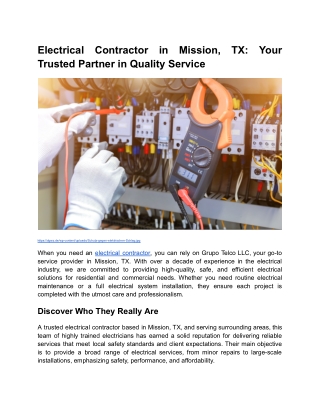 Electrical Contractors in Mission, TX_ Your Trusted Partner in Quality Service