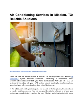 Air Conditioning Services in Mission, TX_ Reliable Solutions