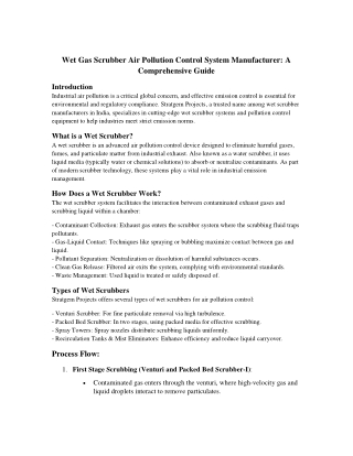 Wet Scrubber System Manufacturer Stratgem
