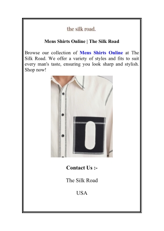Mens Shirts Online | The Silk Road