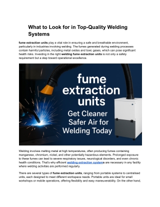 What to Look for in Top-Quality Welding Systems