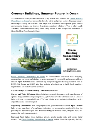 Greener Buildings, Smarter Future in Oman