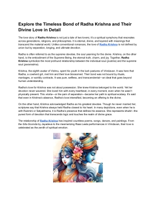 Explore the Timeless Bond of Radha Krishna and Their Divine Love in Detail