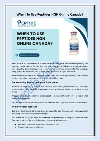 When To Use Peptides HGH Online Canada?