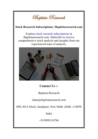 Stock Research Subscriptions | Baptistaresearch.com