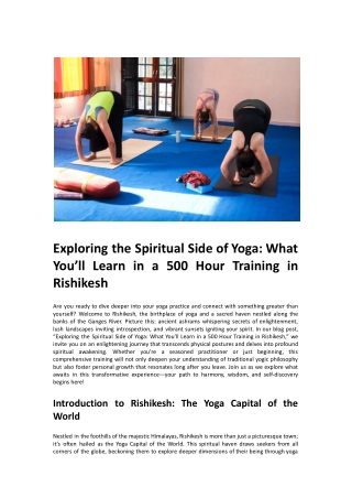 What You’ll Learn in a 500 Hour Yoga Teacher Training in Rishikesh