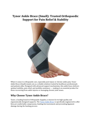 Tynor Ankle Brace (Small) – Reliable Support for Pain Relief & Stability