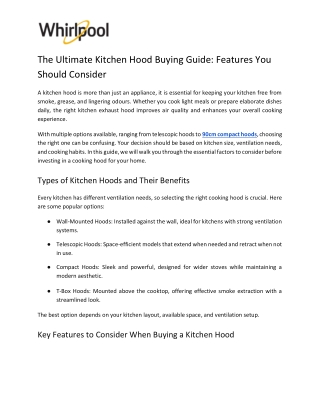 The Ultimate Kitchen Hood Buying Guide: Features You Should Consider