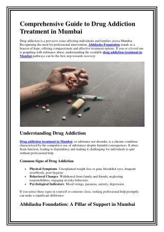 Drug Addiction Treatment in Mumbai