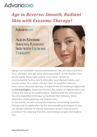 Age in Reverse: Smooth, Radiant Skin with Exosome Therapy!