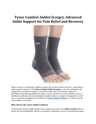 Tynor Comfeel Anklet (Large):Advanced Ankle Support for Pain Relief and Recovery