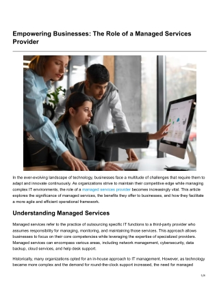Empowering Businesses The Role of a Managed Services Provider